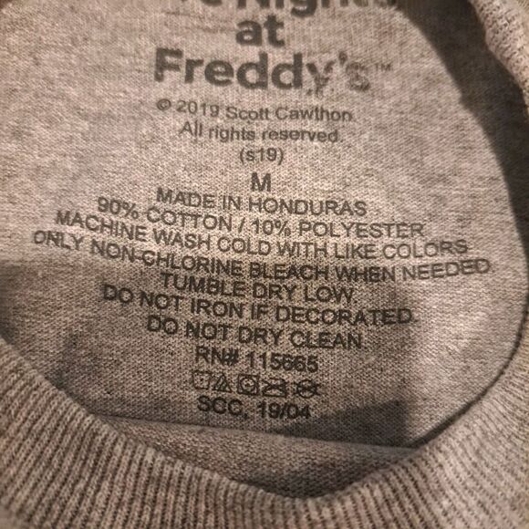 FNAF Five Nights At Freddy's Graphic Tee Fazbear Gray Unisex T-Shirt Sz M NWOT - Picture 7 of 7